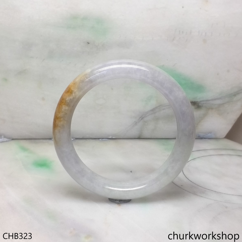 Light green & lavender with splotches brown jade bangle