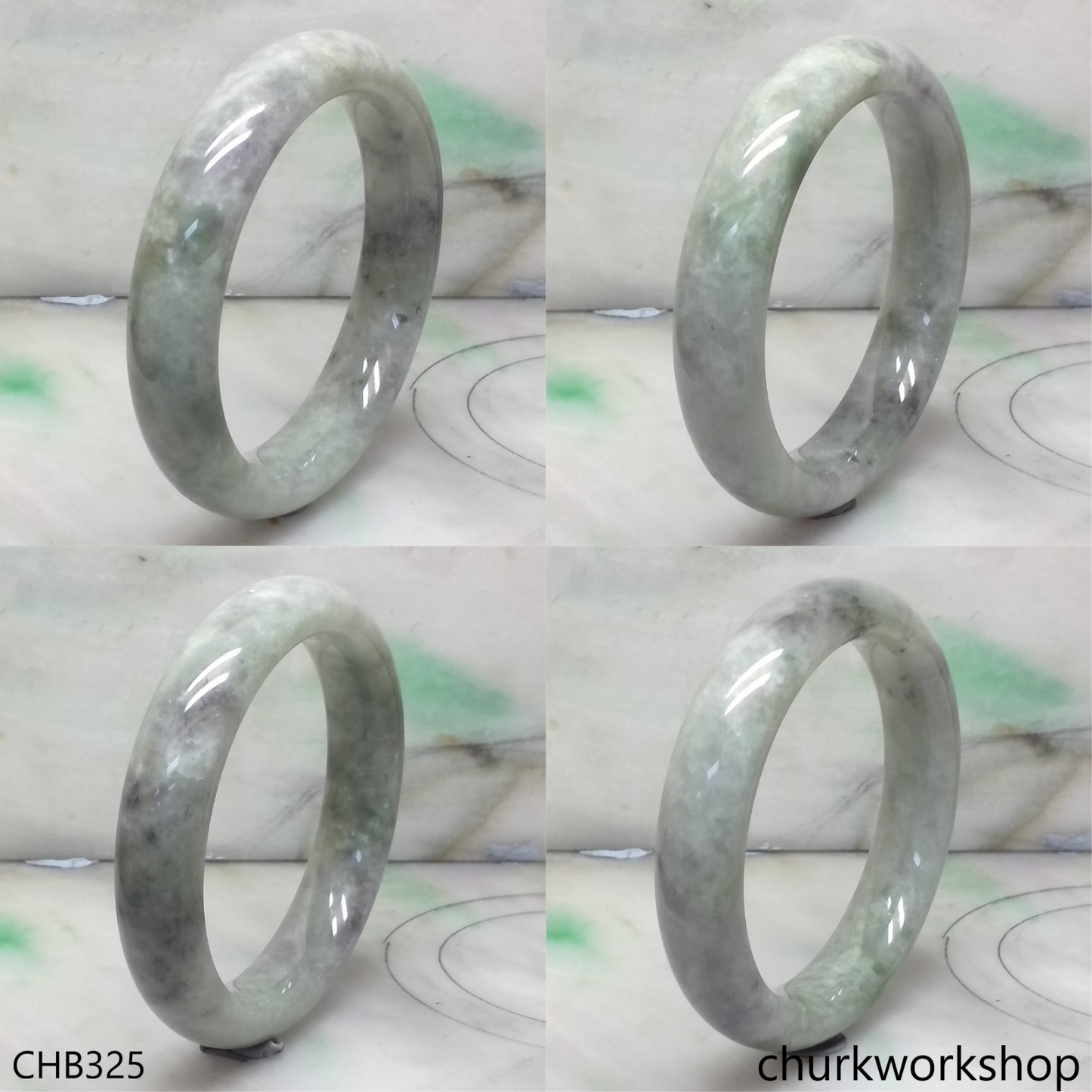 Grayish lavender mx green jade bangle