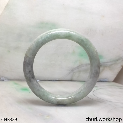 Large light green mix with grayish lavender jade bangle