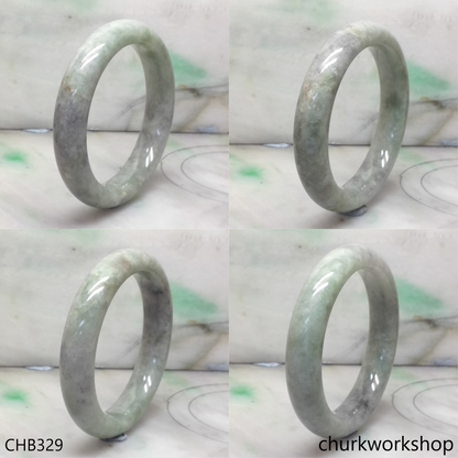 Large light green mix with grayish lavender jade bangle