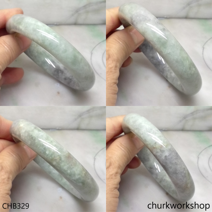 Large light green mix with grayish lavender jade bangle