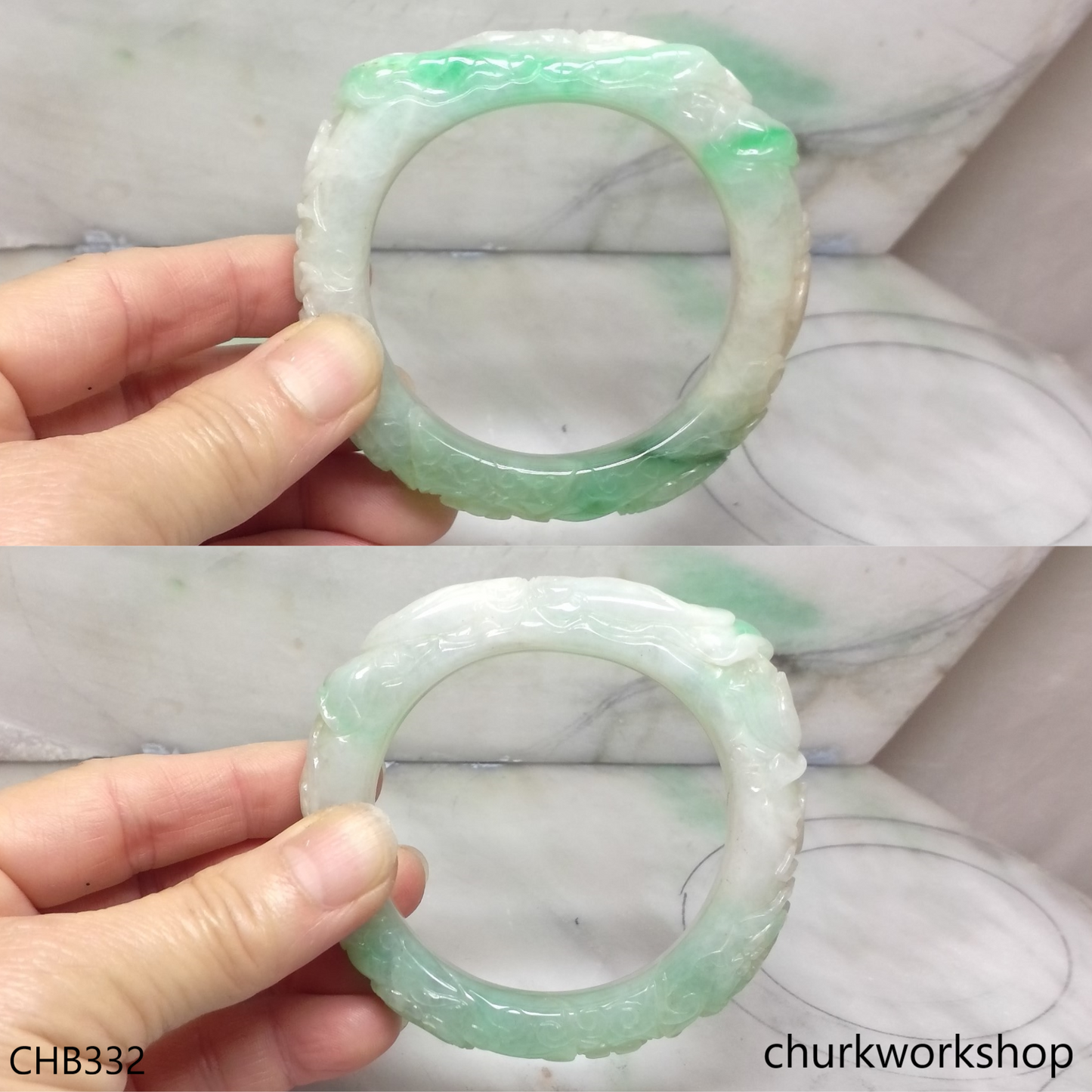 Carved jade bangle