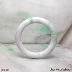 Large pale lavender with green splotches green jade bangle