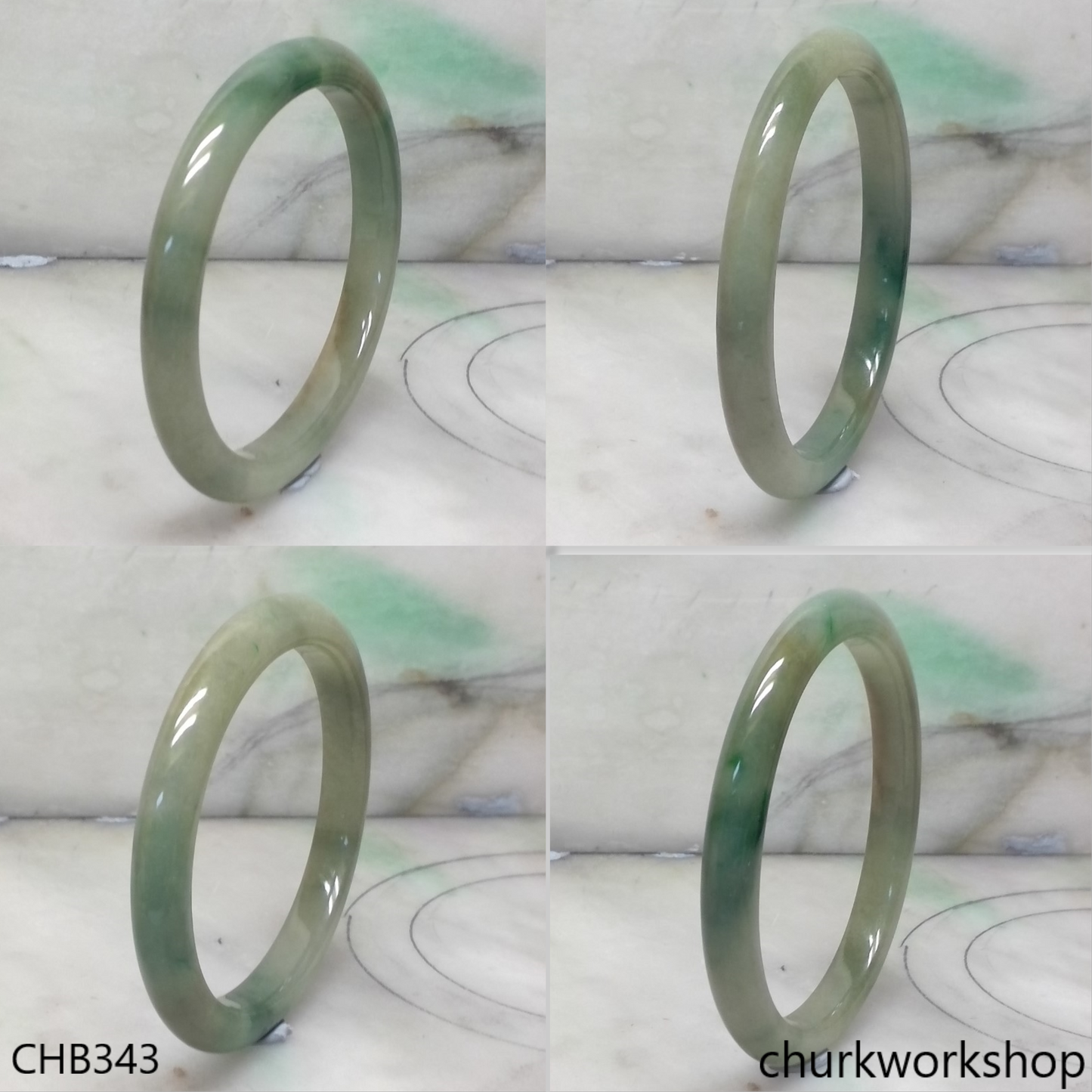 Oily green oval jade bangle