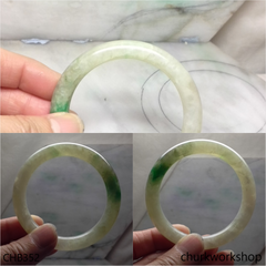 Pale green with splotches apple green jade bangle