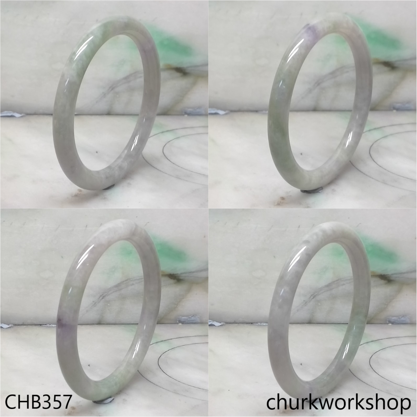Grayish lavender mix green jade bangle