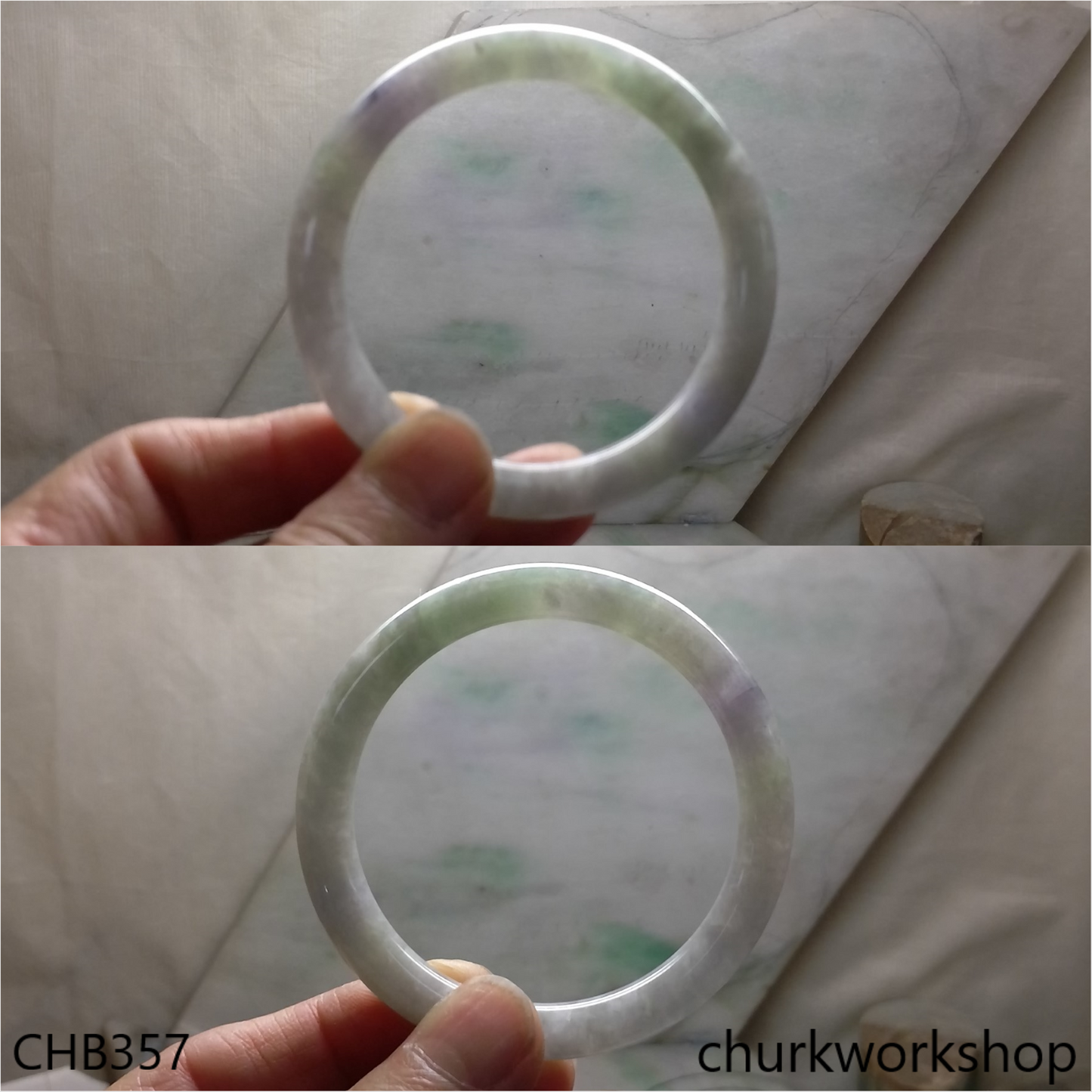Grayish lavender mix green jade bangle