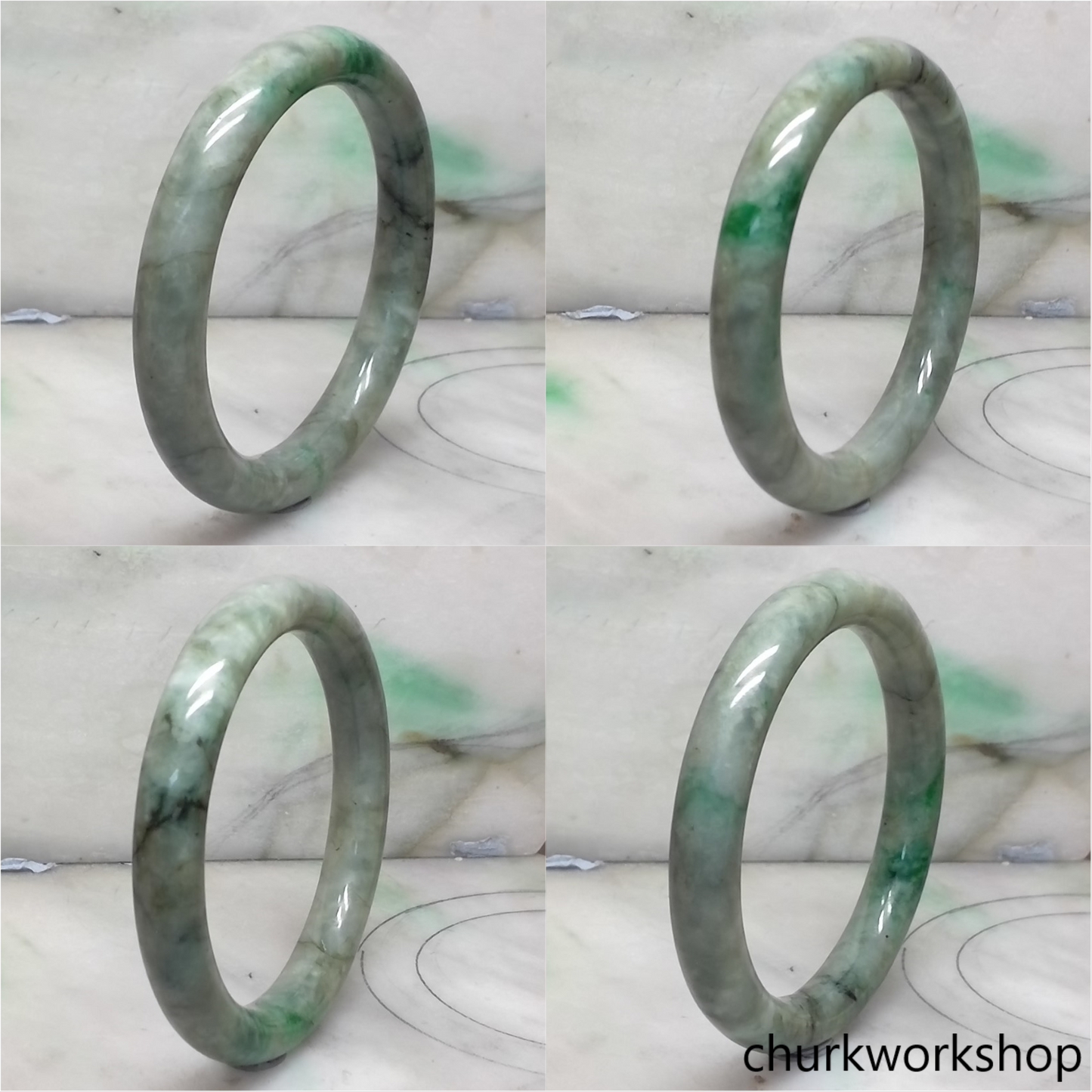 Large grayish green jade bangle
