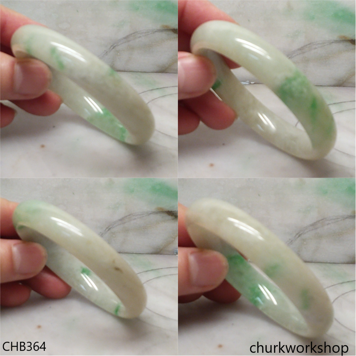 Light green base with splotches green jade bangle