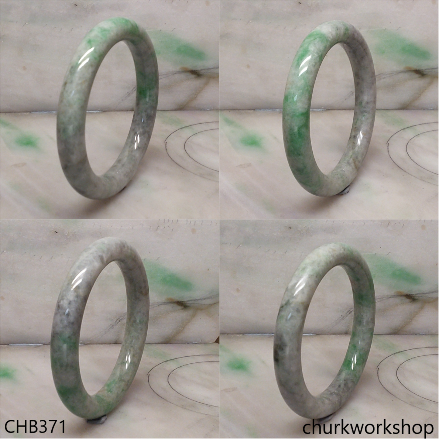 Large grayish green jade bangle