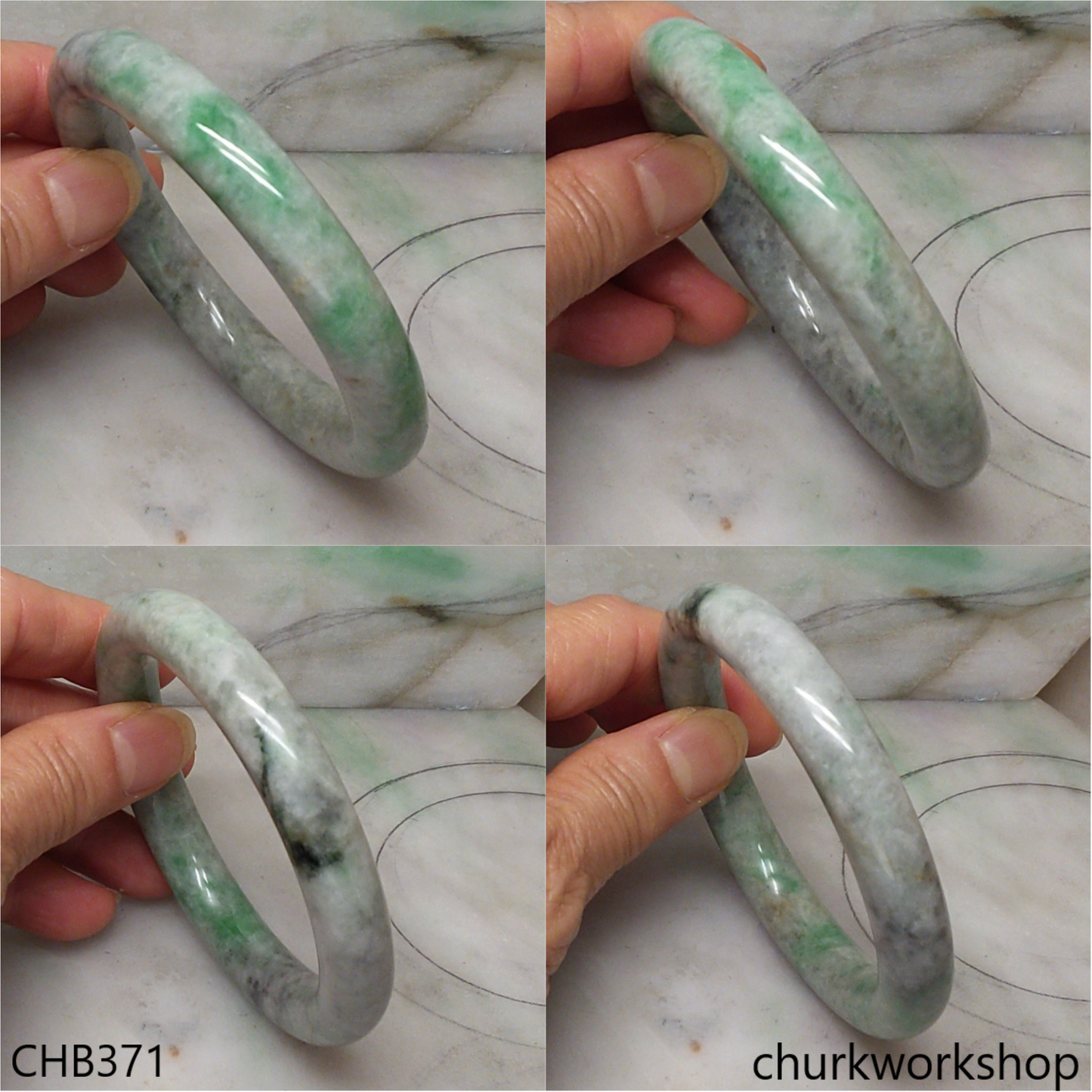 Large grayish green jade bangle