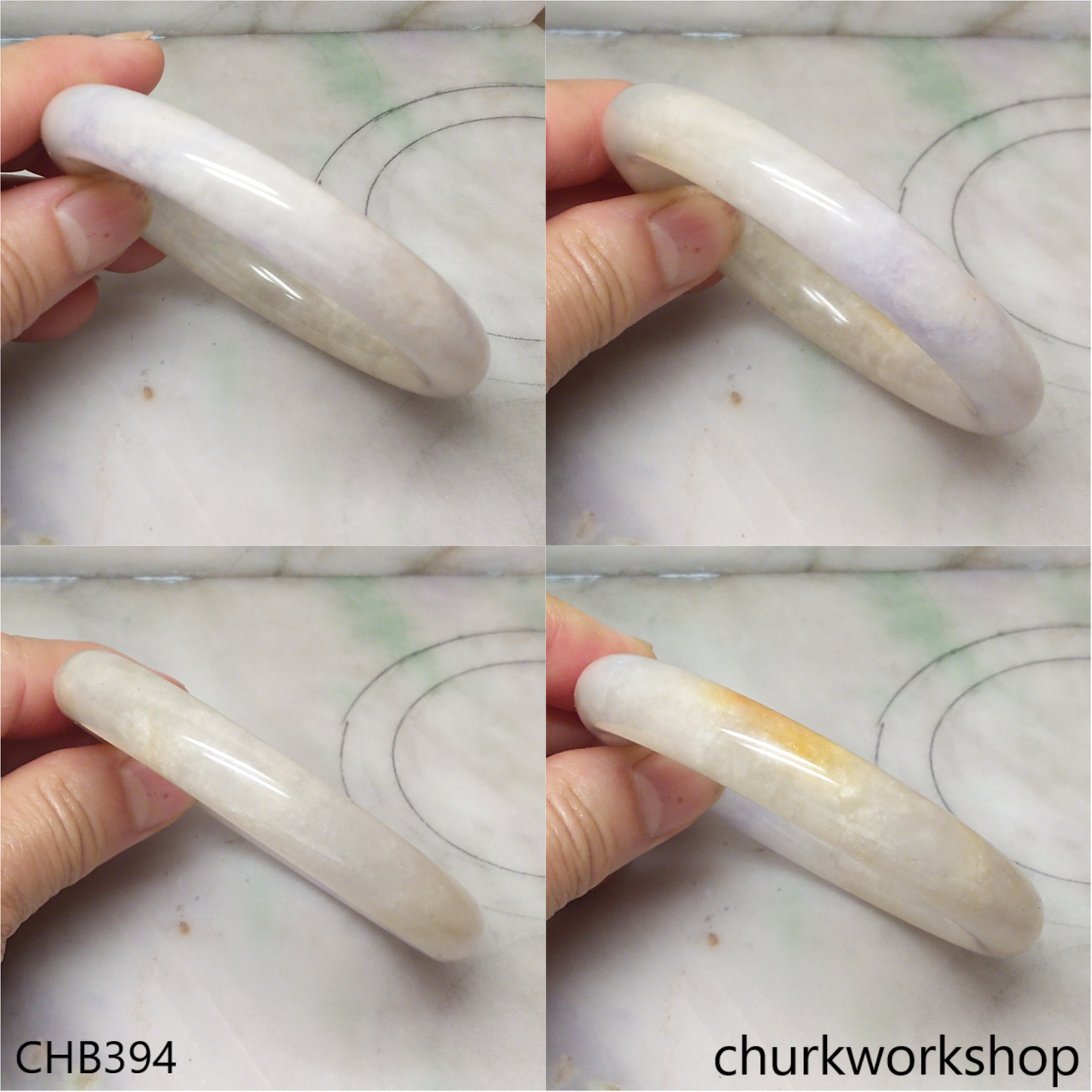 Lavender mix yellowish jade bangle