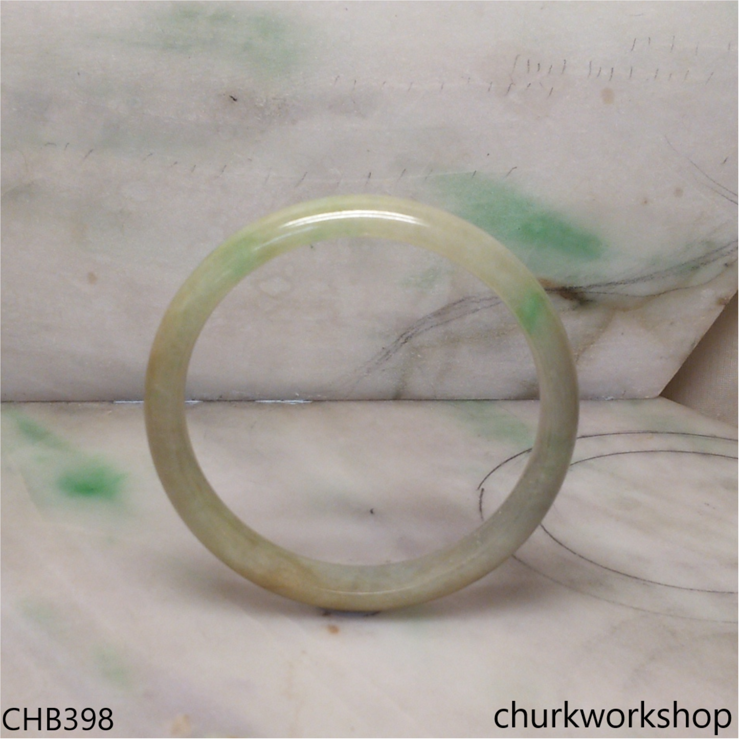 Light green mix brownish jade bangle