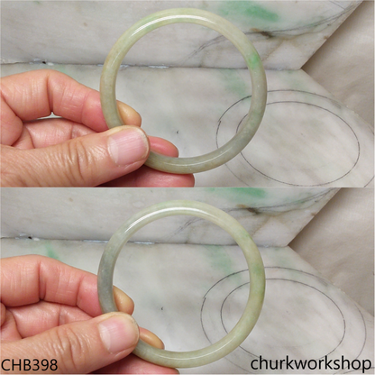 Light green mix brownish jade bangle