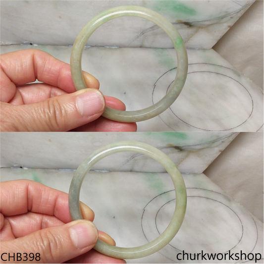Light green mix brownish jade bangle