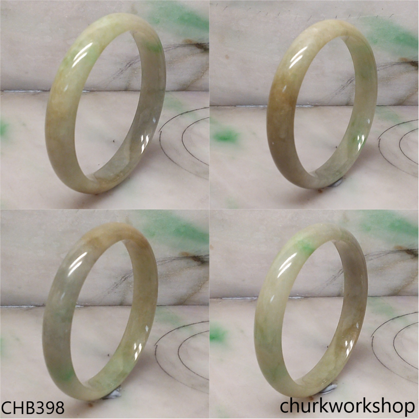 Light green mix brownish jade bangle