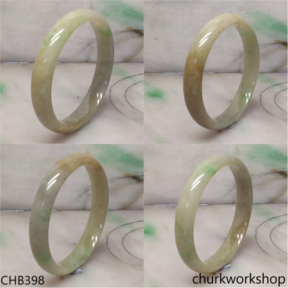 Light green mix brownish jade bangle