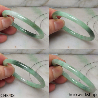 Slim green jade bangle