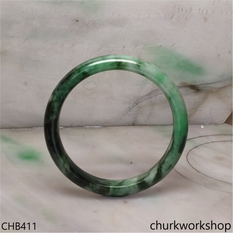 Green mix dark green splotches jade bangle