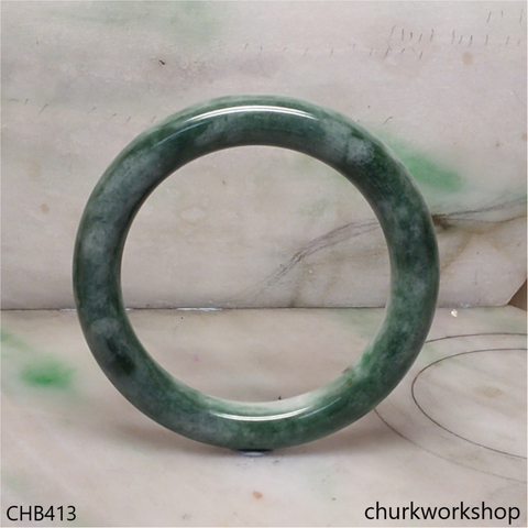 White base with bluish green splotches jade bangle