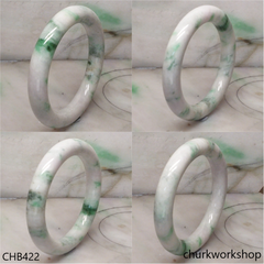 White base with splotches bluish green jade bangle