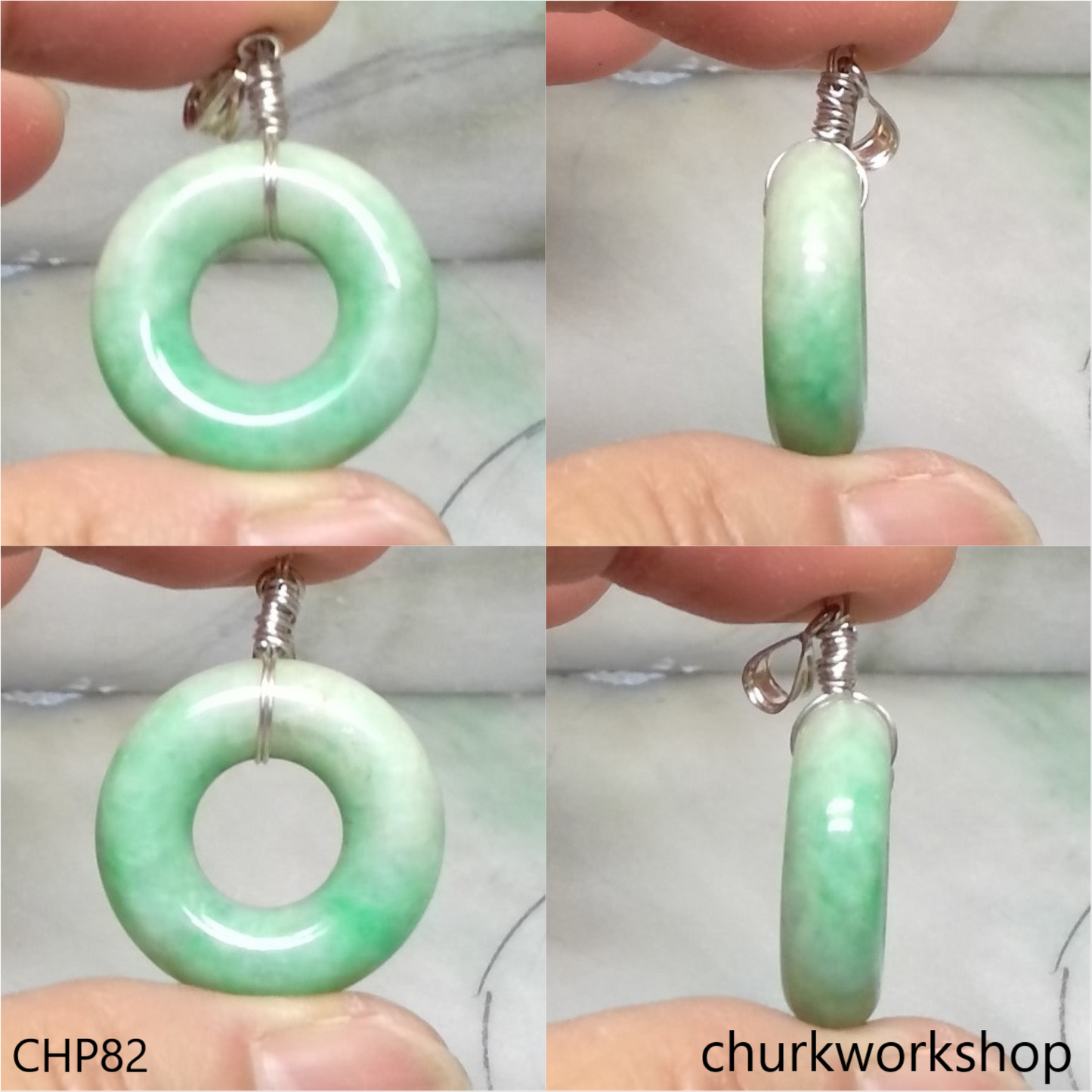 Light apple green round jade pendant