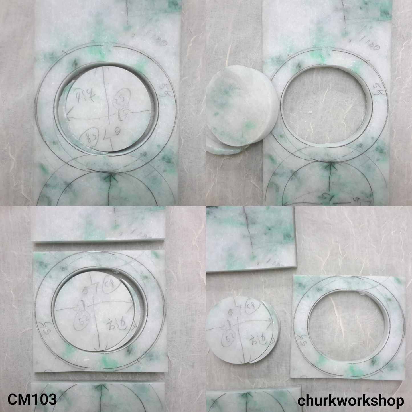 Custom cut square jade bangle