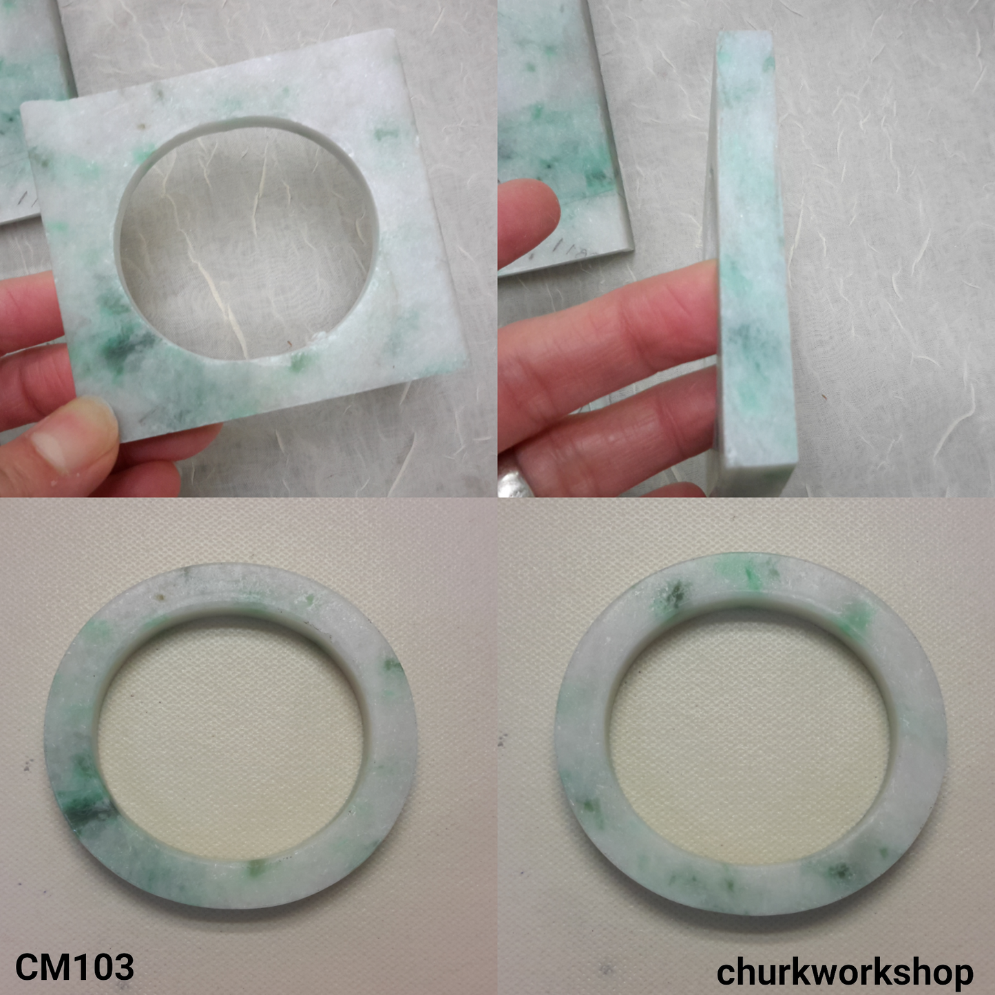 Custom cut square jade bangle