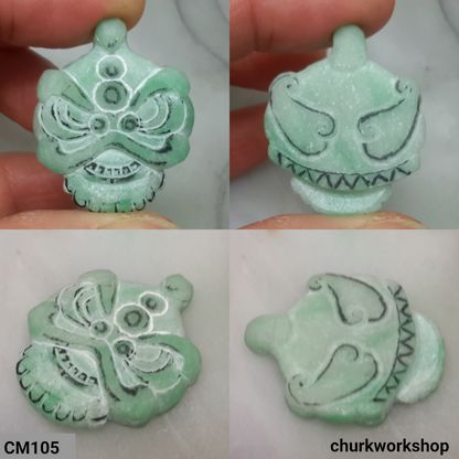 Custom cut lion head jade pendant