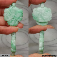 Custom cut lion head jade pendant