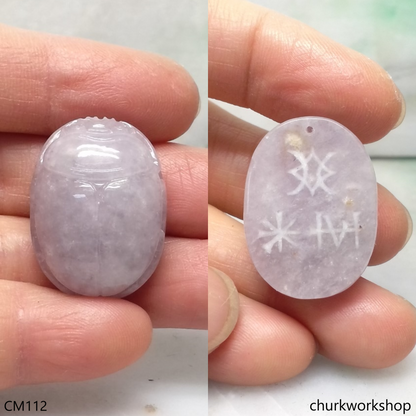 Custom cut lavender jade scarab