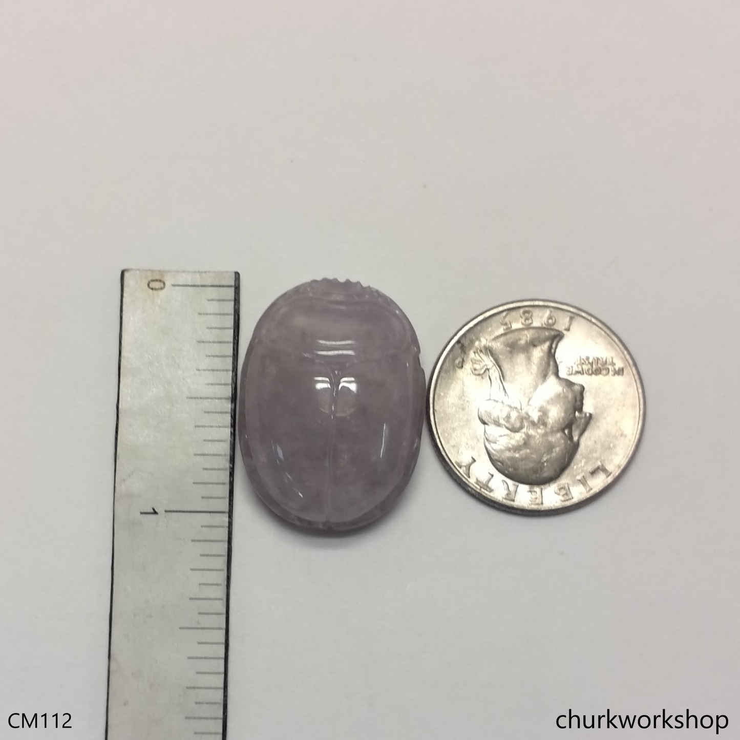Custom cut lavender jade scarab