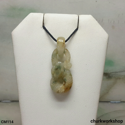Jade snake pendant with bail connect