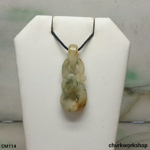 Jade snake pendant with bail connect