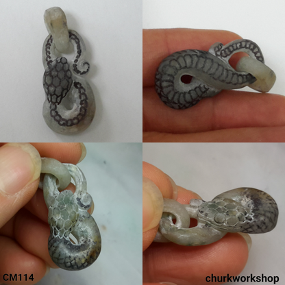Jade snake pendant with bail connect