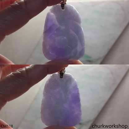 Reserved for Lou      14K lavender jade carved pendant