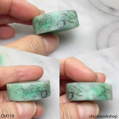 Light green dragon & phoenix jade ring