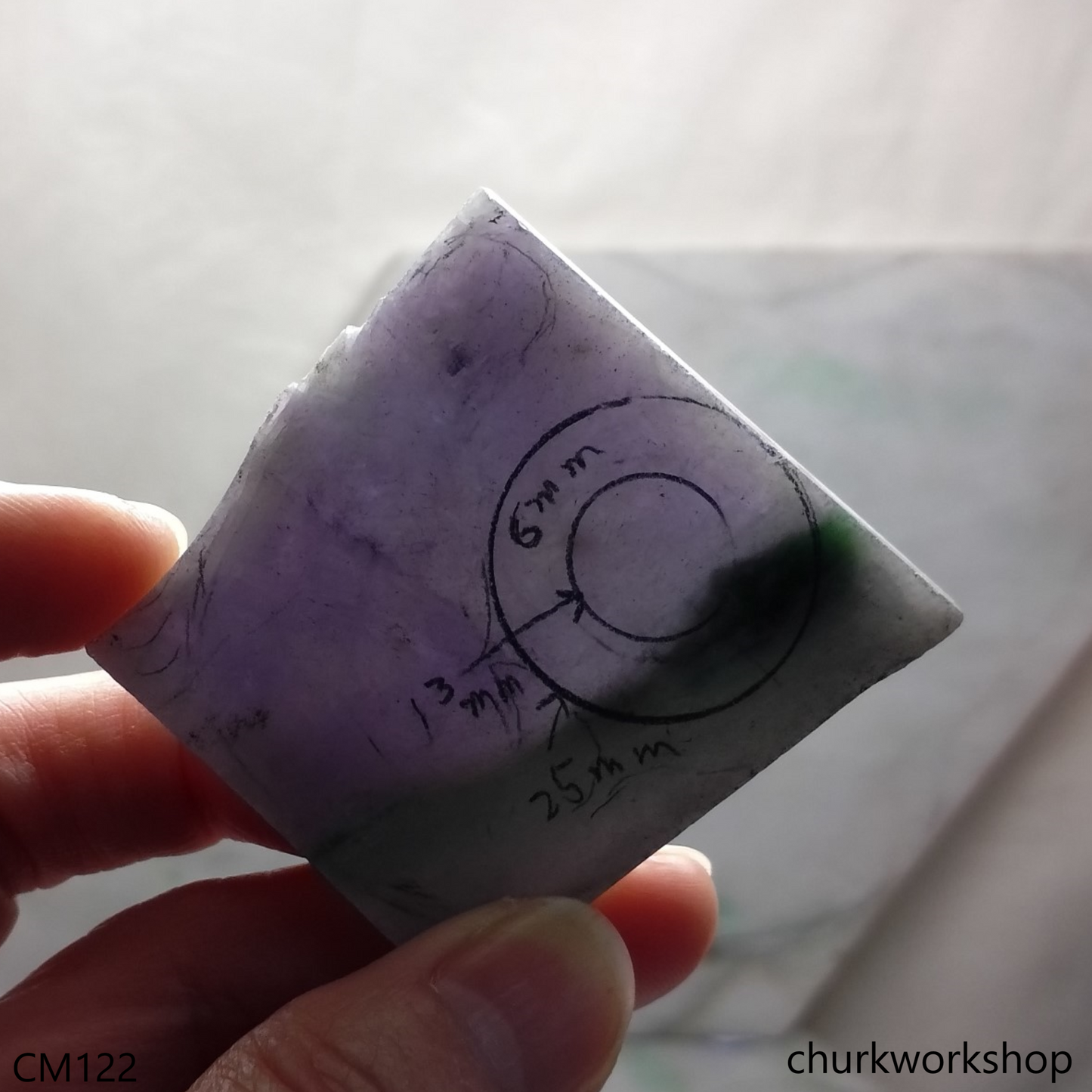 Reserved for Christine   Custom cut lavender mix green ring pendant