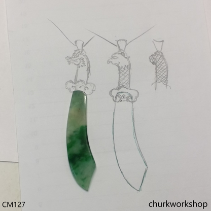 Dragon blade jade pendant