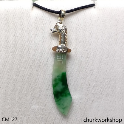 Dragon blade jade pendant