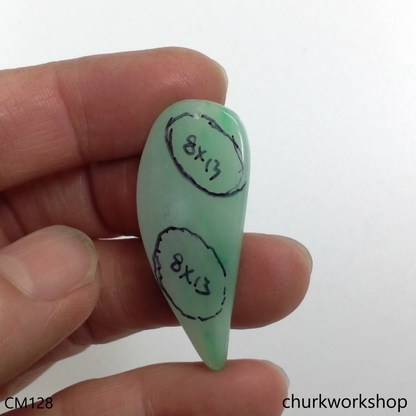 Reserved for Mckee  Light green jade cabochon 14K white gold ear studs
