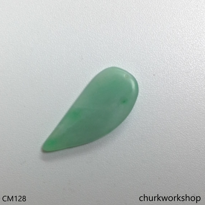 Reserved for Mckee  Light green jade cabochon 14K white gold ear studs