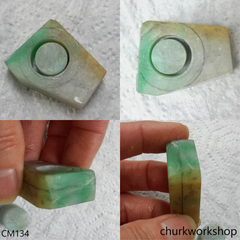 Reserved for Tuyen Custom cut tri-color jade ring