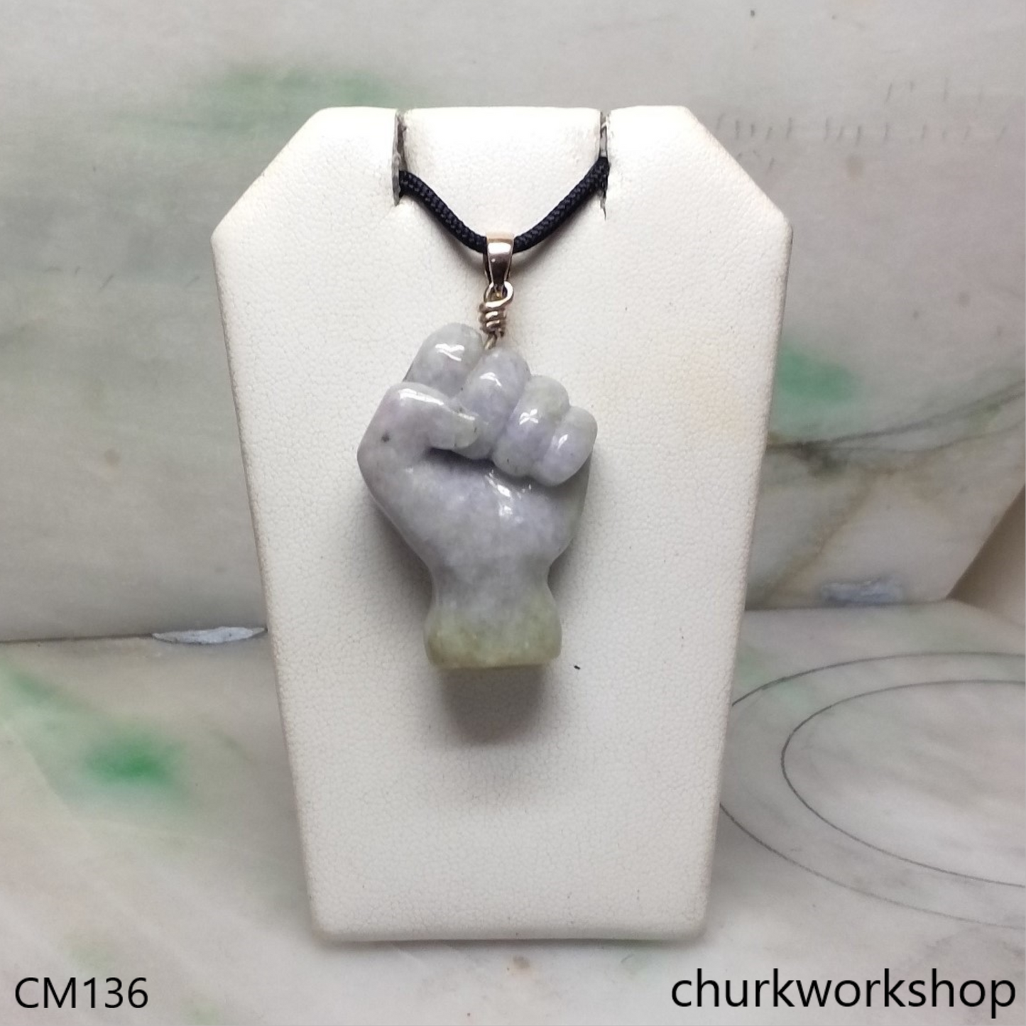 Reserved Jael Custom cut jade fist pendant