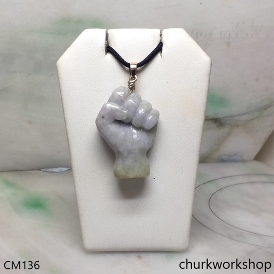 Reserved Jael Custom cut jade fist pendant