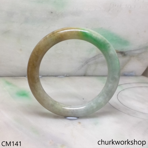 Custom cut multi-color jade bangle