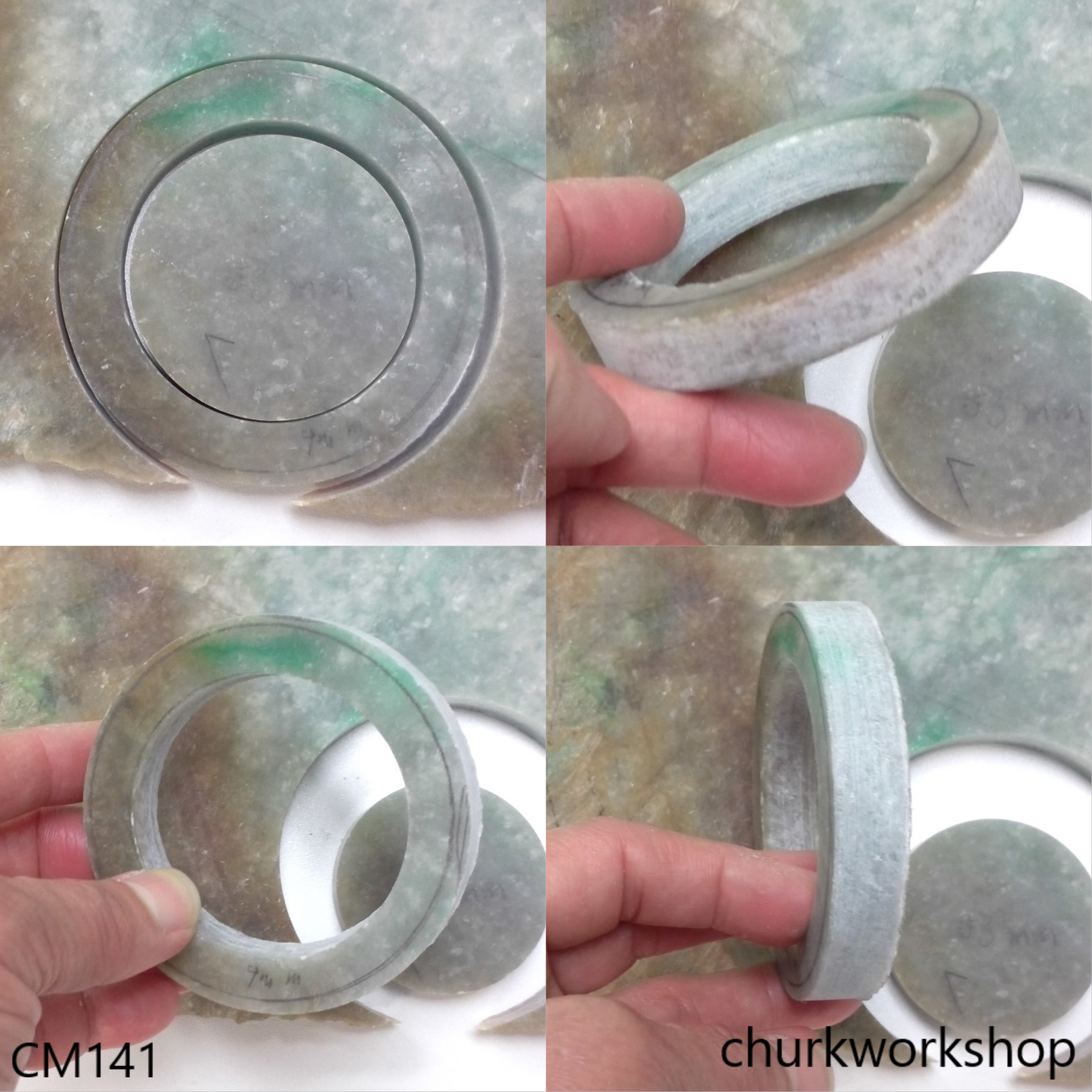 Custom cut multi-color jade bangle