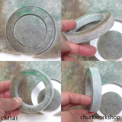 Custom cut multi-color jade bangle