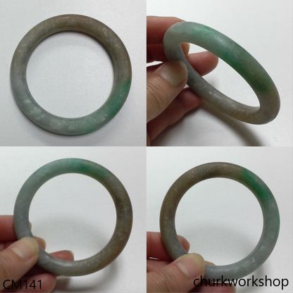 Custom cut multi-color jade bangle