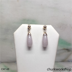 Custom lavender jade rain drop earrings